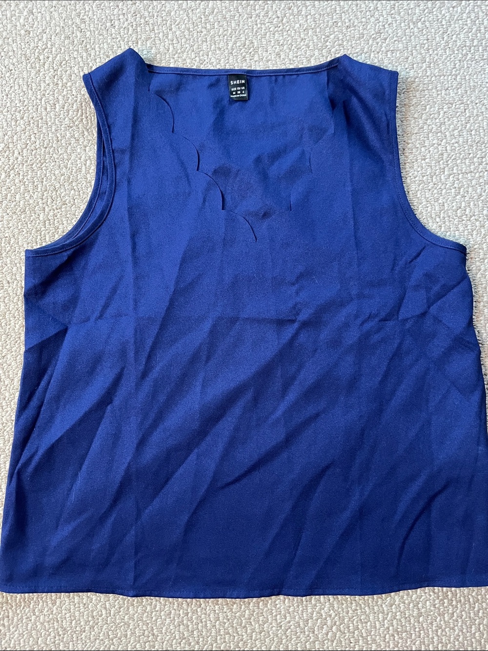 SHEIN Royal Blue Sleeveless Scallop Neck Top